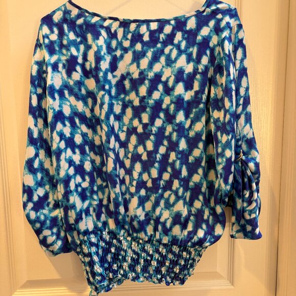 Michael Kors Top Blue and White Elastic Waist - Picture 3 of 3